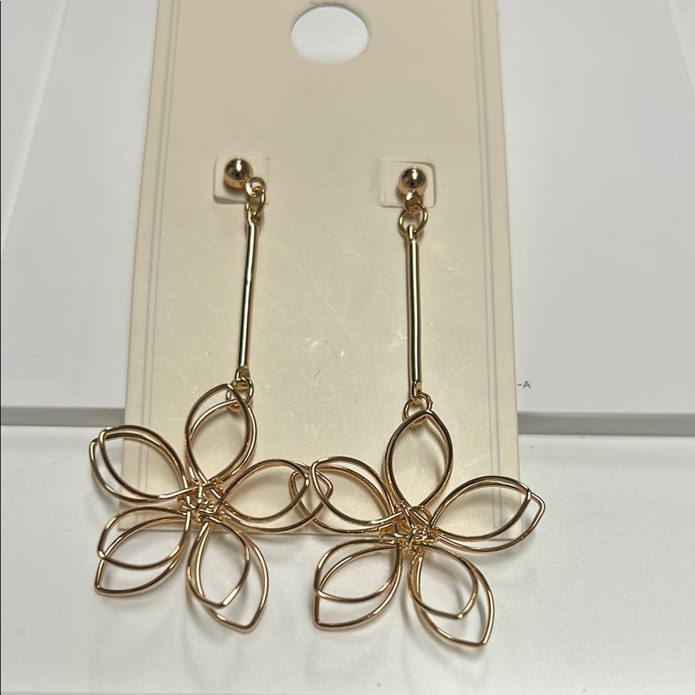 Elegant Gold Flower Drop Earrings